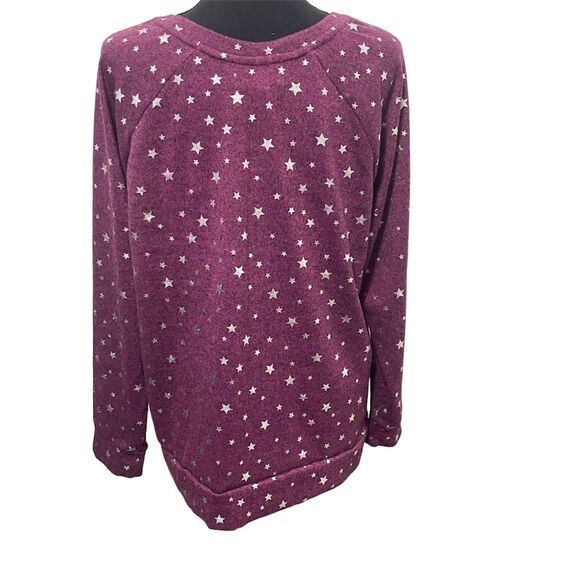 Emily Daniels Women's XL Purple Long Sleeve Star Print Pullover Crew Neck - Picture 3 of 9